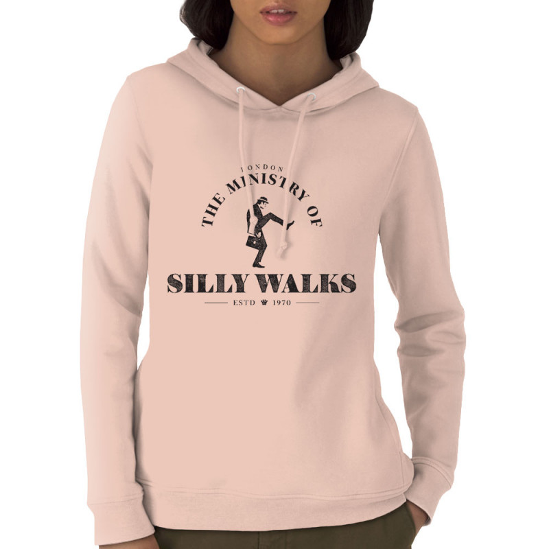 Sweat femme à capuche coton bio rose clair Silly Walks (Alex Kidd,Films/Séries)