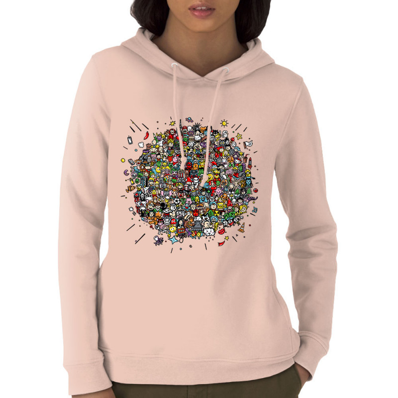 Sweat femme à capuche coton bio rose clair Planet Pop Culture (Zewa,Jeux Vidéo / Geek)