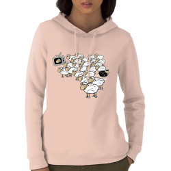 Sweat femme à capuche coton bio rose clair Moutons (Gondrax,Humour,Slogans engagés,Animaux)