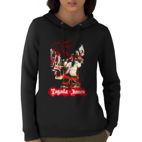 Sweat femme à capuche coton bio noir Tagada Jones - Les Compteurs à Zéro (Tagada Jones)