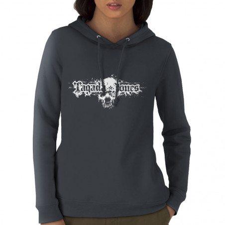 Sweat femme à capuche coton bio gris anthracite Tagada Jones - 666 (Tagada Jones)