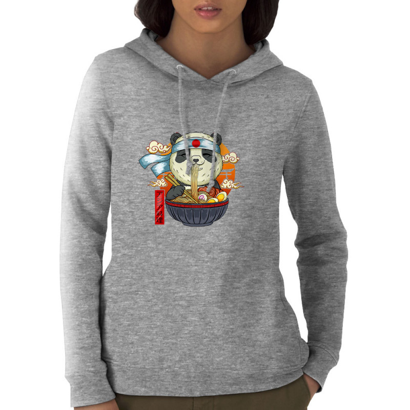 Sweat femme à capuche coton bio gris chiné Asian Food Panda (Animaux,Manga Kawaï japan)