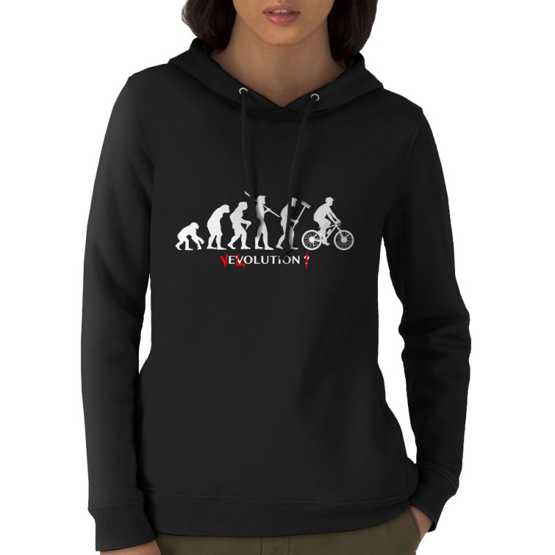 Sweat femme à capuche coton bio noir Vélolution (Gondrax,Vélo,Evolution)