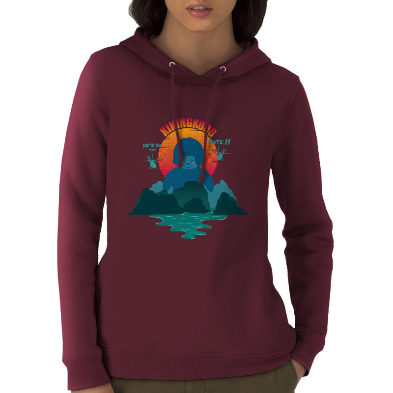Sweat femme à capuche coton bio bordeaux Kiking Kong (Ptit Mytho,Animaux,Films/Séries)