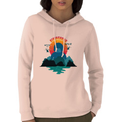 Sweat femme à capuche coton bio rose clair Kiking Kong (Ptit Mytho,Animaux,Films/Séries)