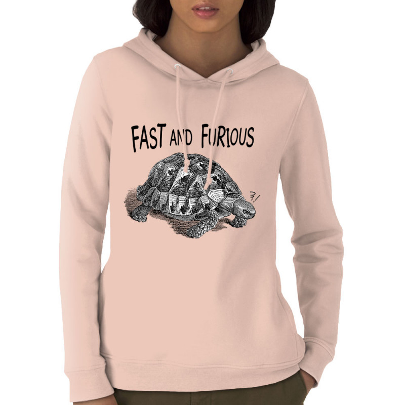 Sweat femme à capuche coton bio rose clair Fast and furious 3 (Gondrax,Les Bébêtes,Animaux,Humour)