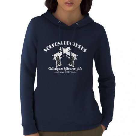 Sweat femme à capuche coton bio bleu marine Volfoni Brothers (Andy,Films/Séries,Les Tontons Flingueurs)