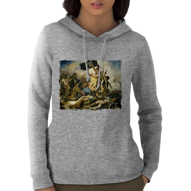 Sweat femme à capuche coton bio gris chiné Viva la revolution (Gondrax,Humour,Slogans engagés)