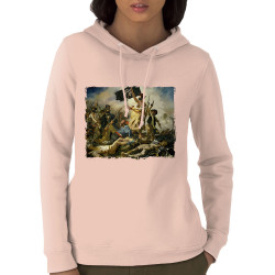 Sweat femme à capuche coton bio rose clair Viva la revolution (Gondrax,Humour,Slogans engagés)