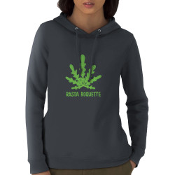 Sweat femme à capuche coton bio gris anthracite Rasta Roquette (Alex Kidd,Humour,Reggae)