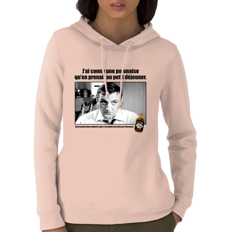 Sweat femme à capuche coton bio rose clair Une polonaise (Films/Séries,Les Tontons Flingueurs)