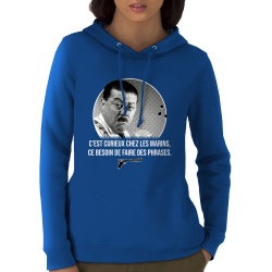 Sweat femme à capuche coton bio bleu royal Les marins (Gondrax,Films/Séries,Les Tontons Flingueurs)