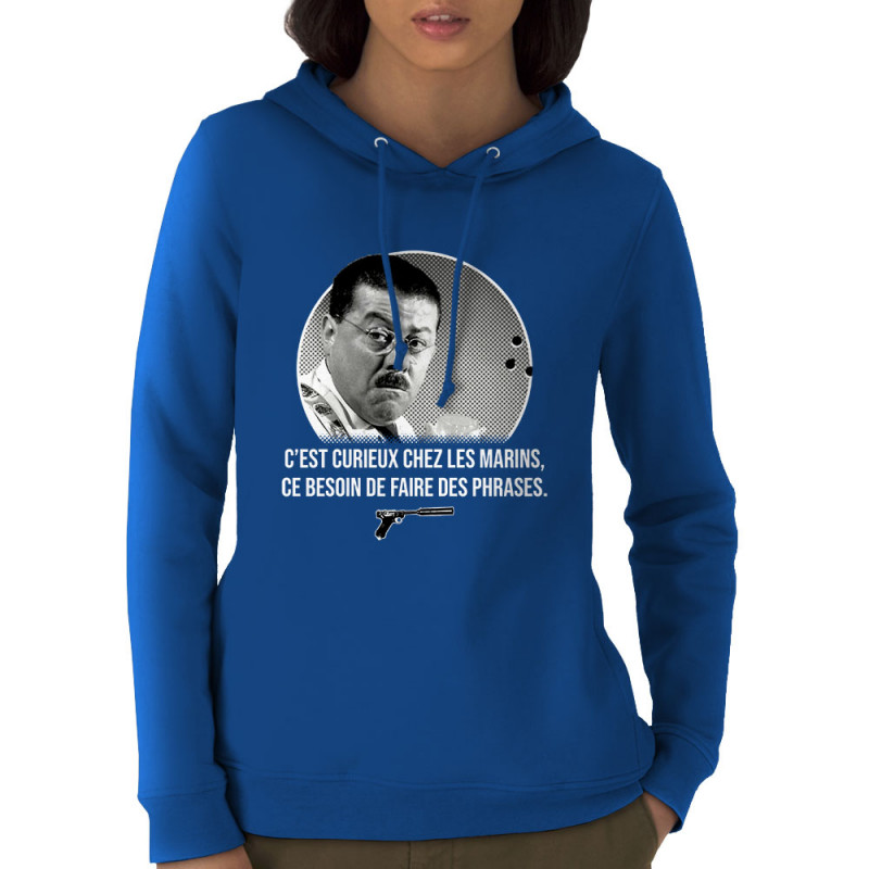 Sweat femme à capuche coton bio bleu royal Les marins (Gondrax,Films/Séries,Les Tontons Flingueurs)