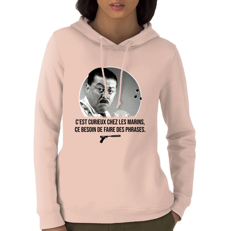 Sweat femme à capuche coton bio rose clair Les marins (Gondrax,Films/Séries,Les Tontons Flingueurs)