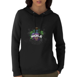 Sweat femme à capuche coton bio noir Mandragore (Mélusine,Alcool)