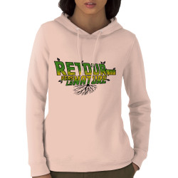 Sweat femme à capuche coton bio rose clair Retour vers la nature (Gondrax,Ecologie,Films/Séries,Détournements)