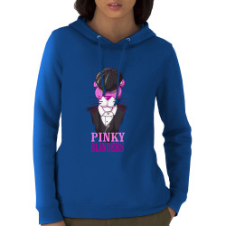 Sweat femme à capuche coton bio bleu royal Pinky Blinders (Mr Mouton,Animaux,Films/Séries)