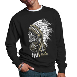 Sweat homme col rond noir Bad River - Chief Skull (Simon,Bad River,Ethnique)