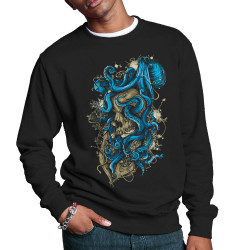 Sweat homme col rond noir Santa Muerte - Octopus Skull (Santa Muerte,Têtes de morts,Animaux)