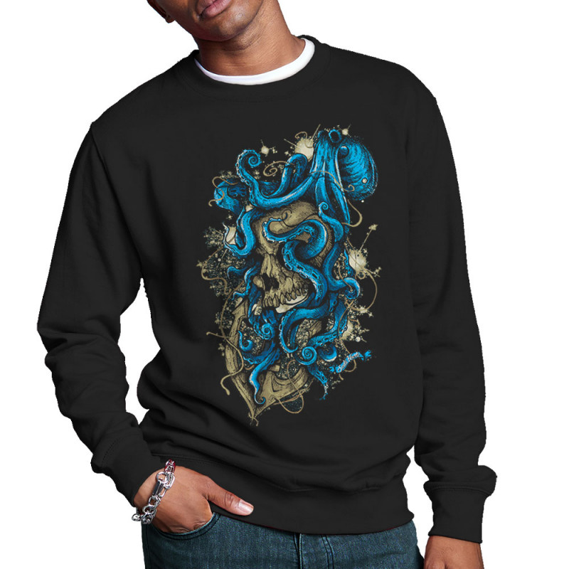 Sweat homme col rond noir Santa Muerte - Octopus Skull (Santa Muerte,Têtes de morts,Animaux)