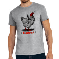 Tee-shirt homme gris chiné Deadpoule (Gondrax,Les Bébêtes,Animaux,Humour,Films/Séries)
