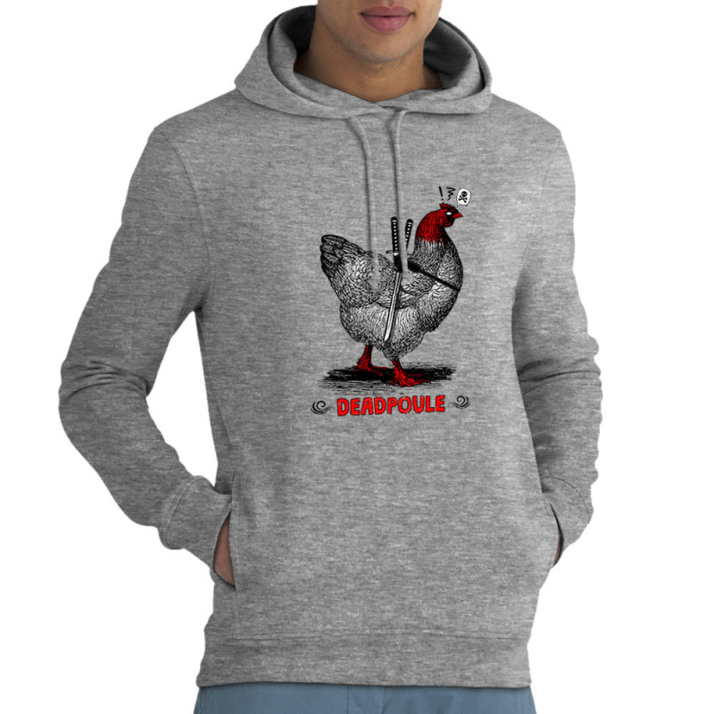Sweat homme à capuche coton bio gris chiné Deadpoule (Gondrax,Les Bébêtes,Animaux,Humour,Films/Séries)