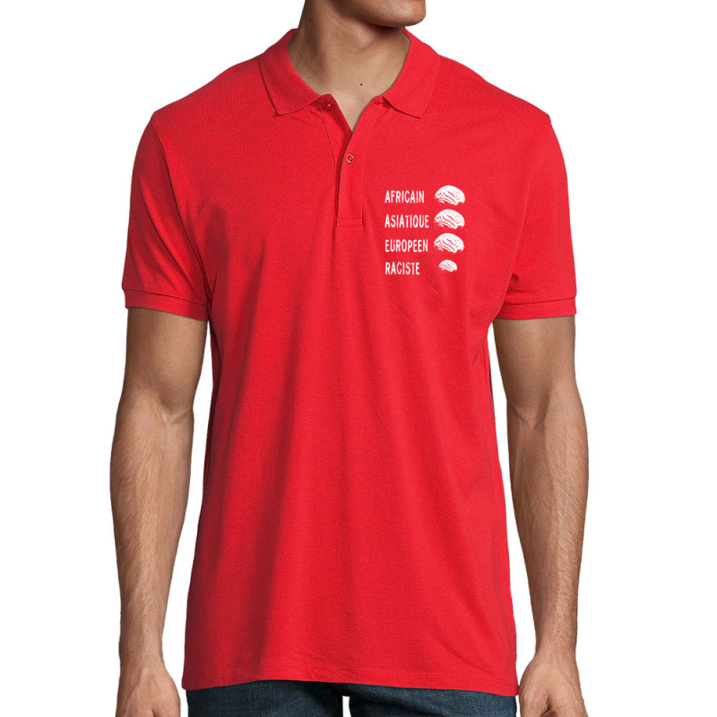 Polo homme coton bio rouge Raciste Cerveaux (Gondrax,Slogans engagés)