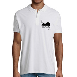 Polo homme coton bio blanc Désolé mais je suis très occupé (Gondrax,Animaux,Humour,Chats,Paresse)