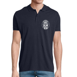Polo homme coton bio bleu marine Anarchie en Macronie (Gondrax,Slogans engagés,Humour)
