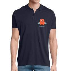 Polo homme coton bio bleu marine Chat baigne ? (Alex Kidd,Animaux,Humour,Chats)