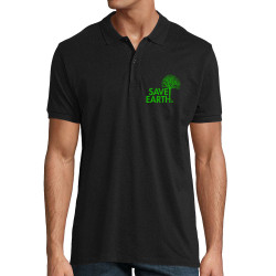 Polo homme coton bio noir Save Earth (Ecologie)
