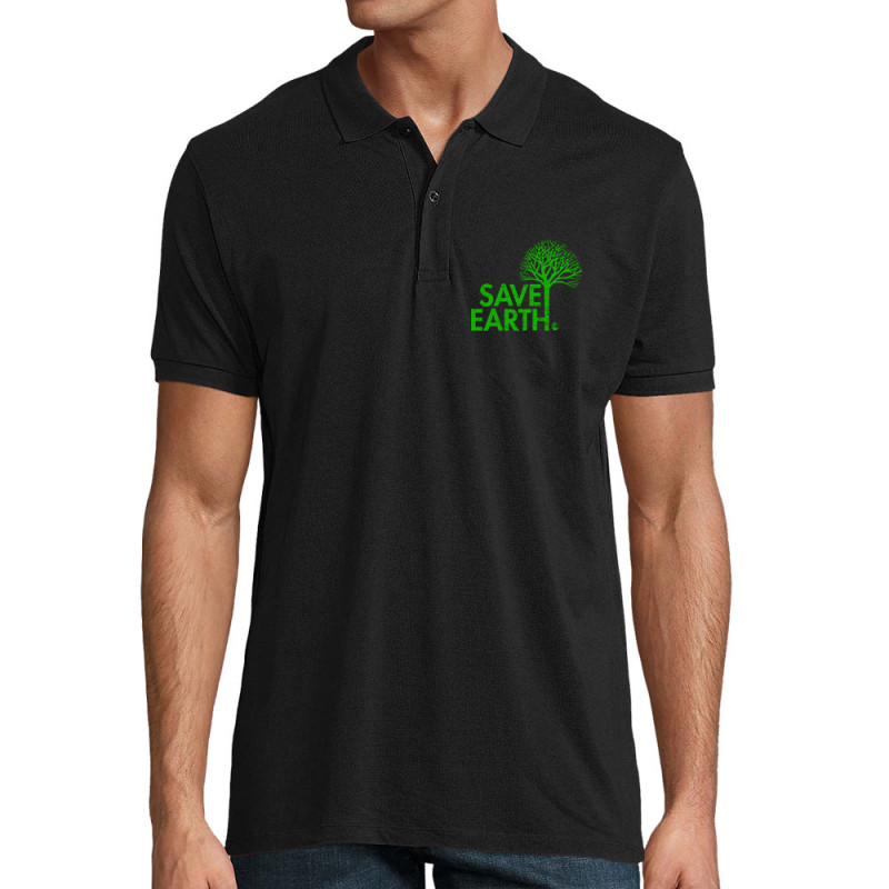 Polo homme coton bio noir Save Earth (Ecologie)