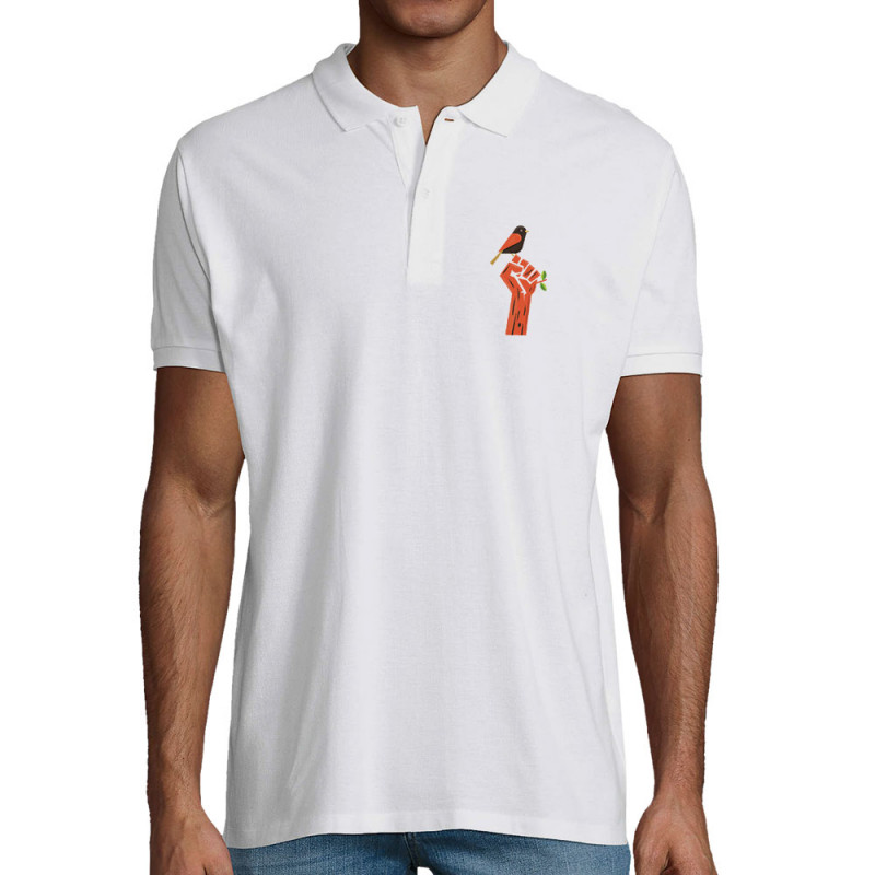 Polo homme coton bio blanc Résiste (Alex Kidd,Ecologie)