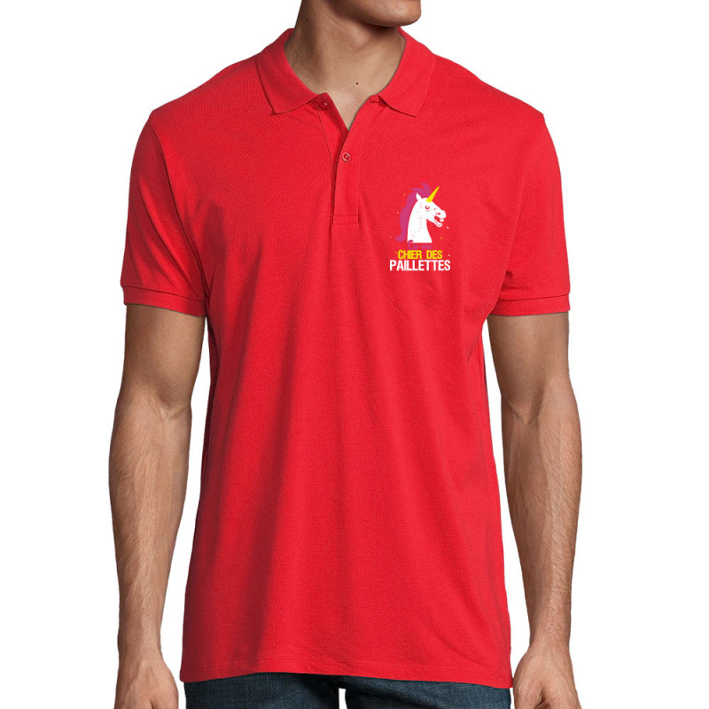 Polo homme coton bio rouge Ca va chier des paillettes (Animaux,Humour,Amazon,Zewa)