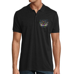 Polo homme coton bio noir Chat du Cheshire (Zewa,Animaux,Films/Séries,Chats)