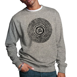 Sweat homme col rond gris chiné Ohm Spiral (Ethnique,teufeur)