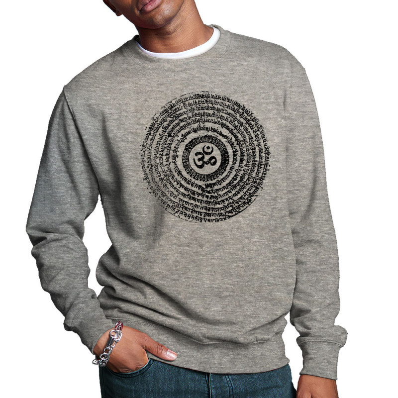 Sweat homme col rond gris chiné Ohm Spiral (Ethnique,teufeur)