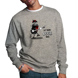 Sweat homme col rond gris chiné Let There Beer Rock (Gondrax,Alcool,Rock & Punk,Humour)