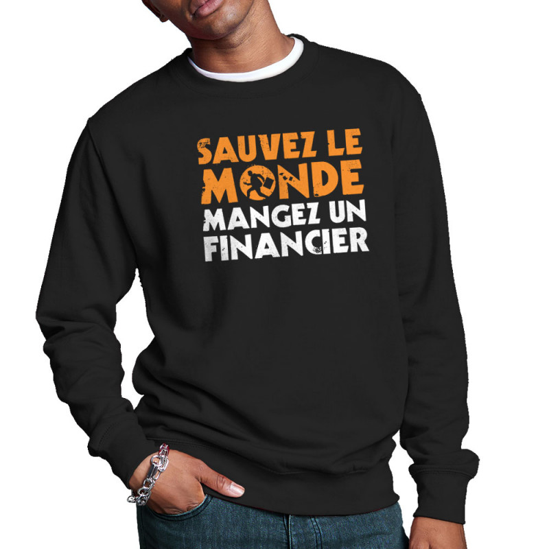 Sweat homme col rond noir Sauvez le monde (Ted Boundy,Slogans engagés,Humour)