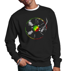 Sweat homme col rond noir Reggae Vinyl (Reggae)