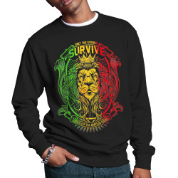 Sweat homme col rond noir Only the strong survive (Animaux,Reggae)