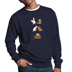 Sweat homme col rond bleu marine Fusion (Pandaluna,Animaux,Humour,Manga Kawaï japan)
