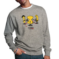 Sweat homme col rond gris chiné Psychopâtes (Gondrax,Fruits & Légumes,Humour)