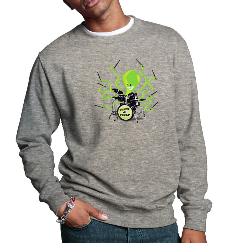 Sweat homme col rond gris chiné Poulpy Drum (Animaux,Humour,Ted Boundy)