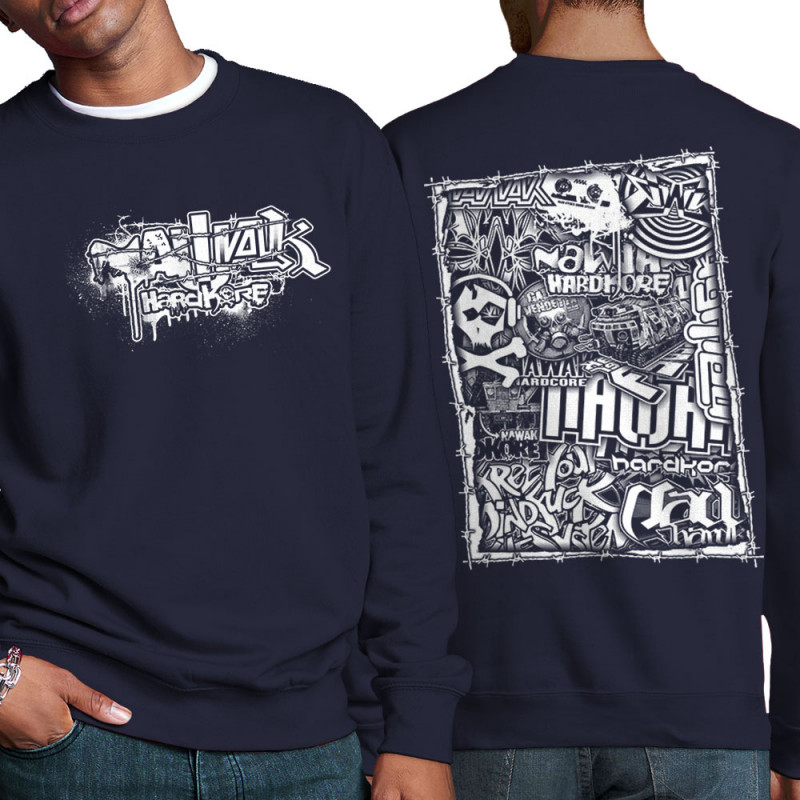 Sweat homme col rond bleu marine Nawak - Patchwork (Nawak)