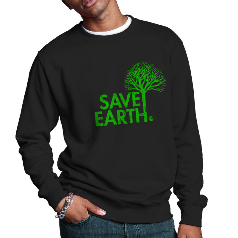 Sweat homme col rond noir Save Earth (Ecologie)