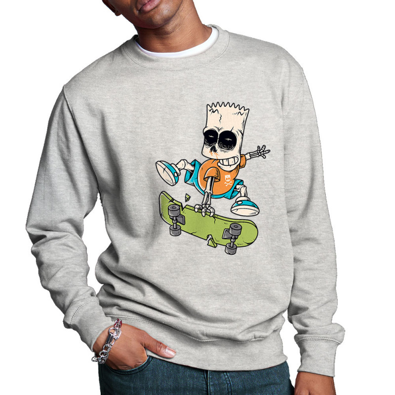 Sweat homme col rond gris chiné clair Simpskull Skate (Films/Séries,Skate)