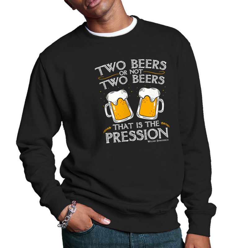 Sweat homme col rond noir Two Beers or not Two Beers (Alcool,Humour,Amazon)