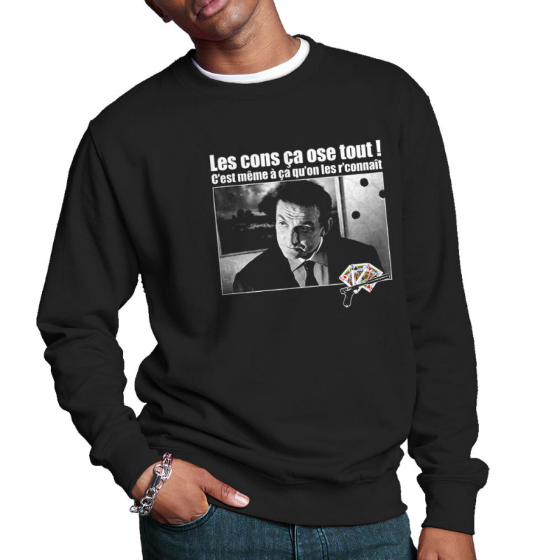 Sweat homme col rond noir Les cons ça ose tout (Films/Séries,Les Tontons Flingueurs)