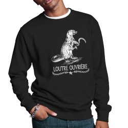 Sweat homme col rond noir Loutre Ouvrière (Gondrax,Les Bébêtes,Animaux,Humour)